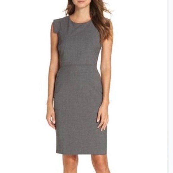 J. CREW Resume Women’s Sheath Cap Sleeve Classic Wool Gray Midi Dress 6 Workwear - Picture 15 of 15